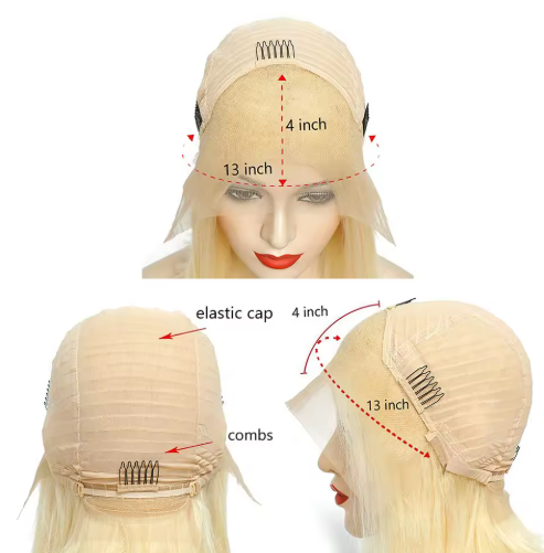 Honey Blonde Short Bob 18' Swiss Lace Front Brazilian Human Unprocessed Remy Hair