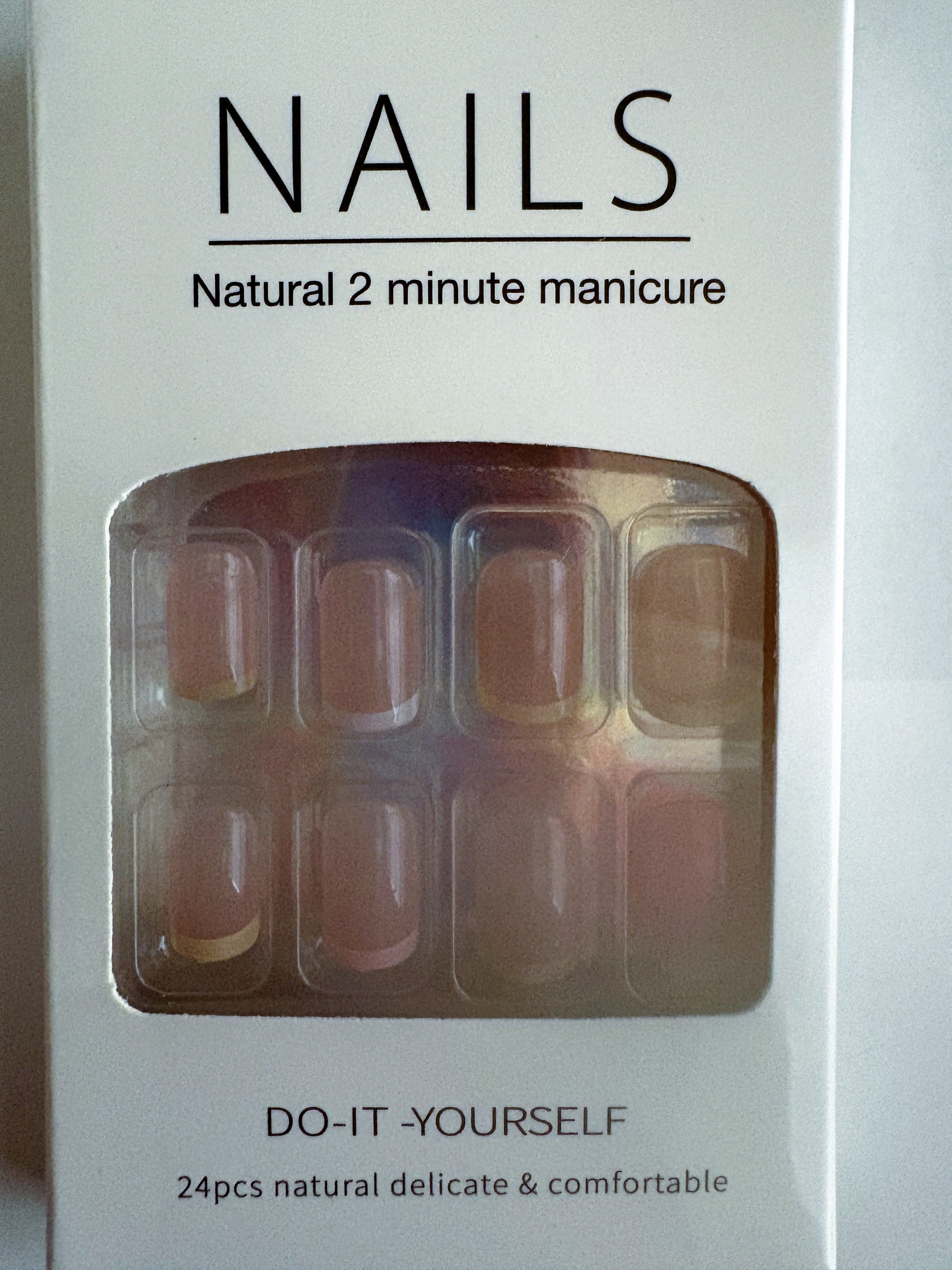 Press On Natural Short French Nails and Eyelashes Set