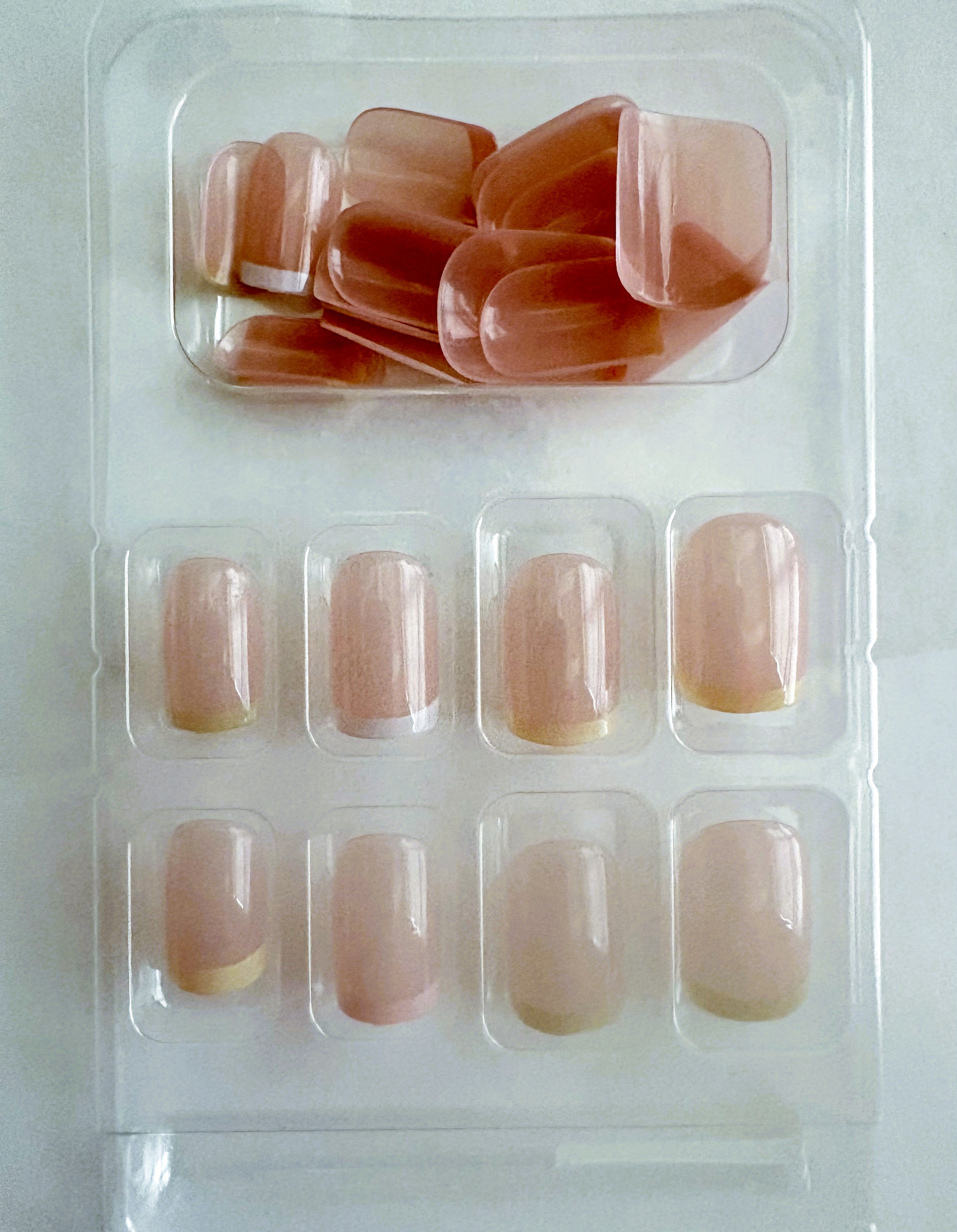 Press On Natural Short French Nails and Eyelashes Set