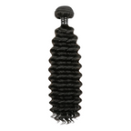 Black hair extensions with loose curls on a white background