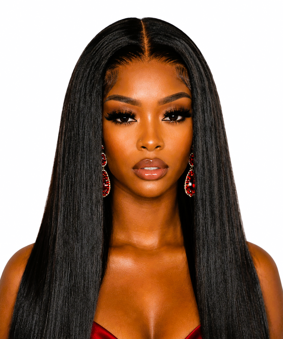 Straight Pre-Cut Lace Front Black Wig Glueless Human Hair Raw Indian Bone Straight